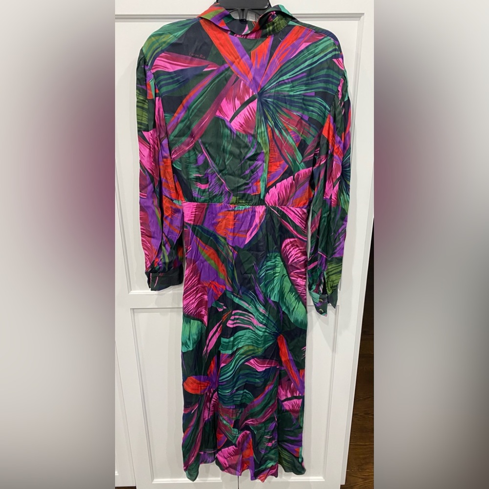 Farm Rio Midnight Leaves Lenzing Ecovero Viscose Midi Dress - Picture 9 of 9